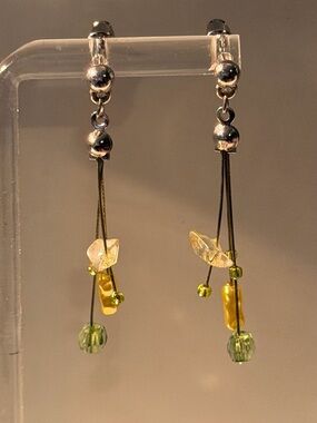 Delicate Green and Gold Drop Earrings - Women Jewelry